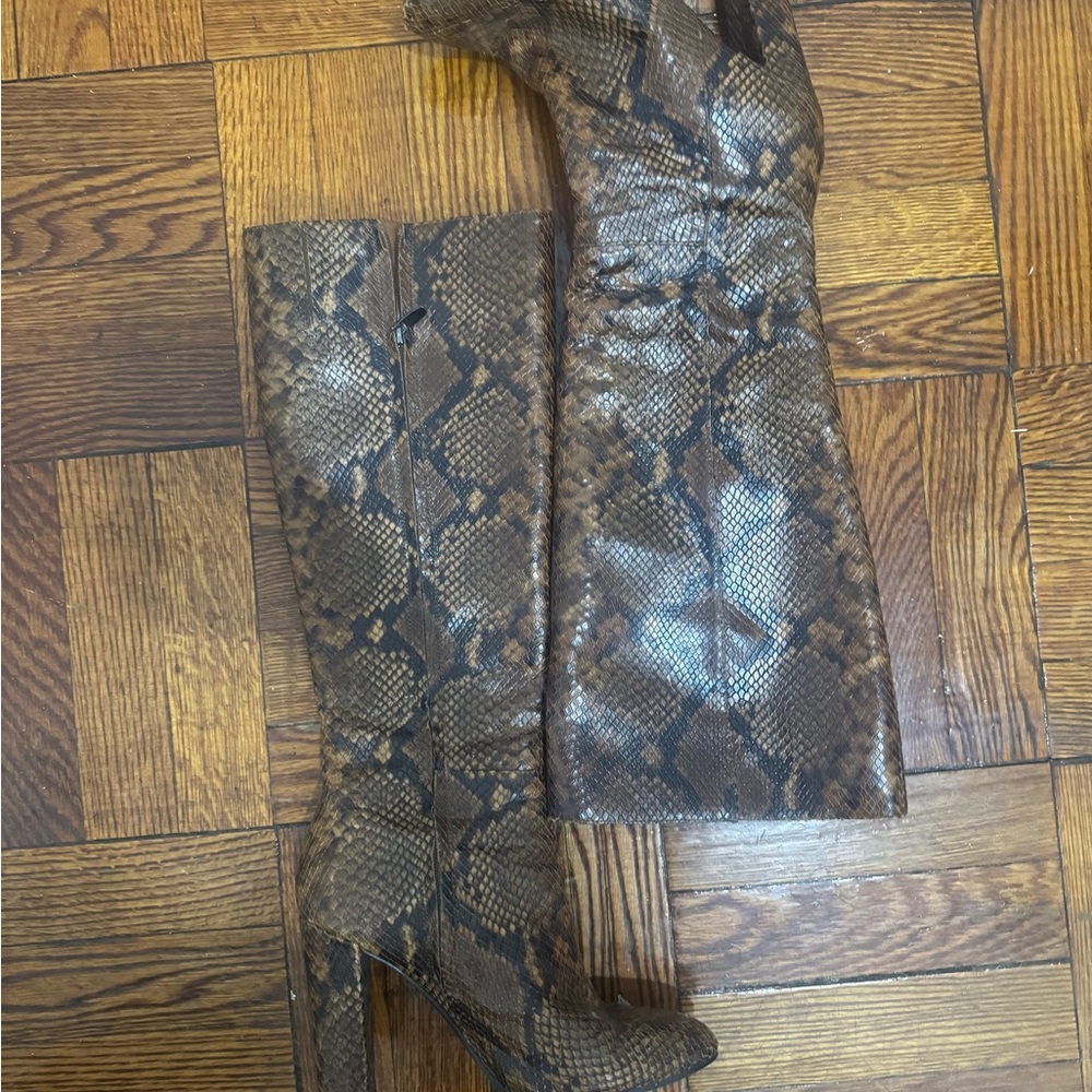 Snakeskin Knee-High Boots